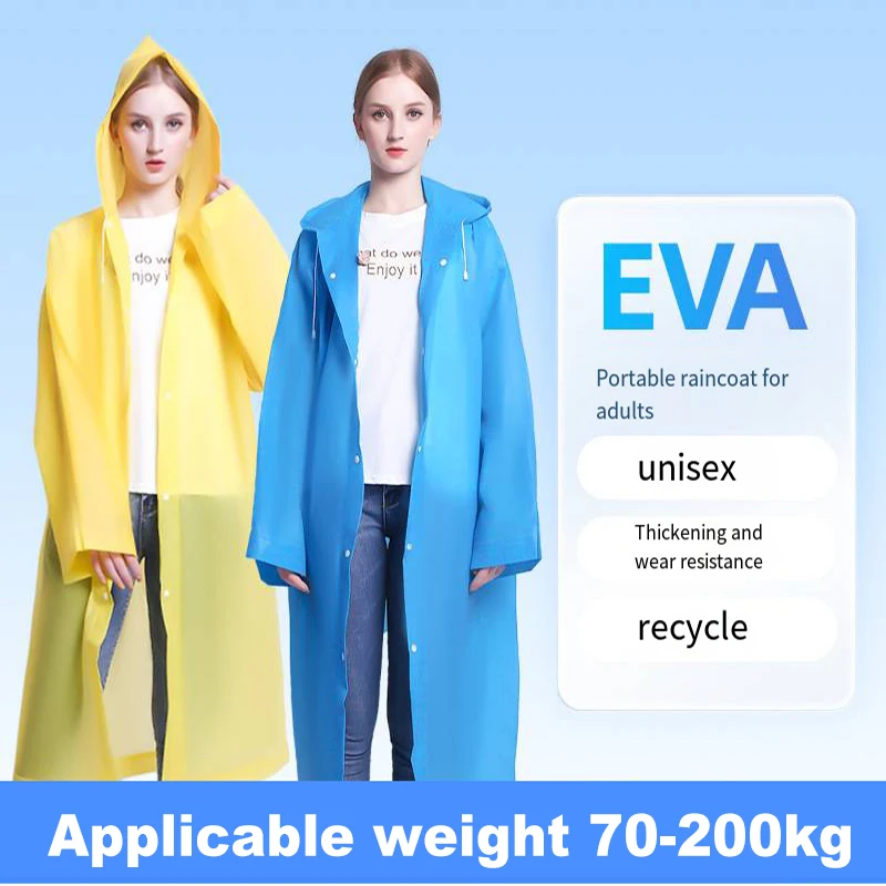 EVA Raincoat Adult Non-disposable Waterproof Hooded EVA Rain Jacket Man Poncho Outside Hiking Rainwear Clothing Men Rain Coat