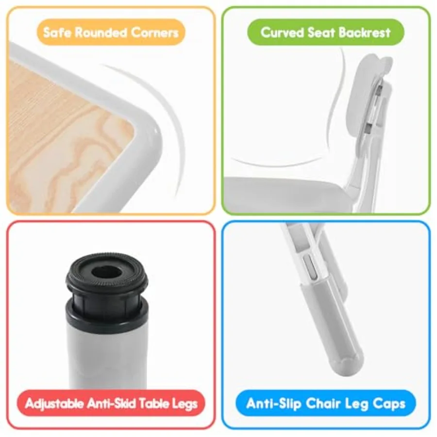 Set Meja Kursi dengan Kaki Anti Selip yang Dapat Disesuaikan untuk Ruang Bermain Dalam Ruangan dan Ruang Belajar, Anti Aktivitas dan Anti Grafiti