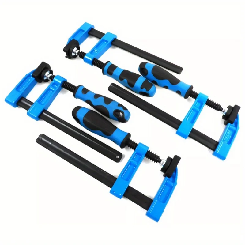 4pcs Heavy Duty F Clamp Set Quick Grip High Strength 12inch Metal Rod Clamps for Woodworking and Carpentry