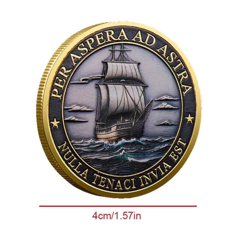 Foreign Trade Route Commemorative Coin Round Double Golden Plated Coins Crafts Ornament Art Souvenir Friends Gifts