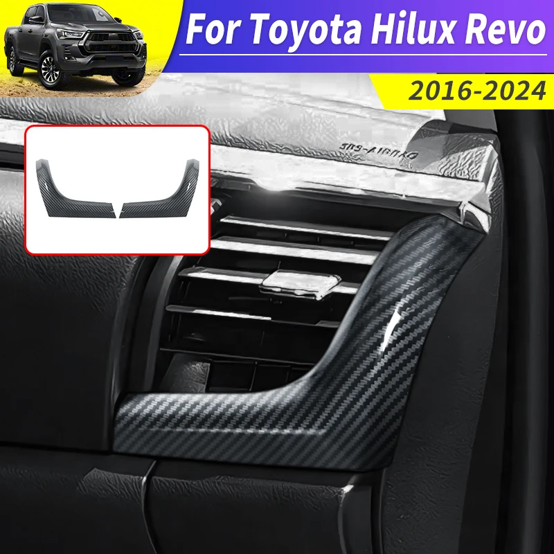 

For Toyota 2016-2024 Hilux Revo Rocco Left & Right Air Vent Cover Trim Carbon Fiber Pattern Decoration Accessories ABS Interior