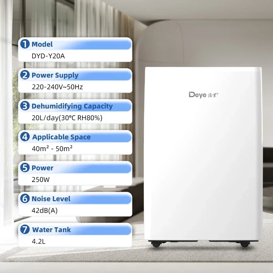 Deye DYD-Y20A 20L المدمج في المؤين جديد الذكية واي فاي آلة مزيل الرطوبة لتنقية الهواء مزيل الرطوبة المنزلية
