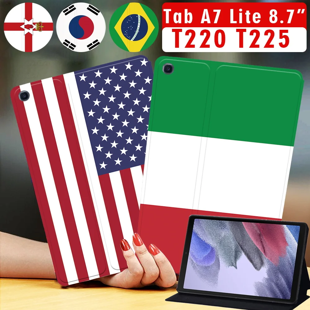 

Cover for Samsung Galaxy Tab A7 Lite 8.7" T220 T225 Case Leather Stand Case National Flag Pattern Tablet Tab A7 Lite T220 T225