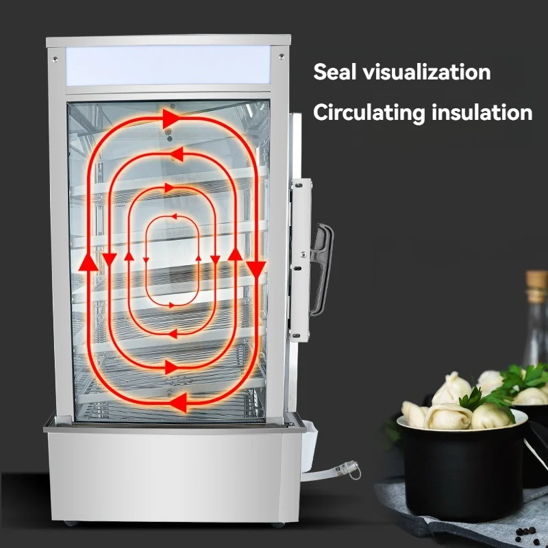 Stainless Steel Glass Cabinet Electric Food Warmer Electric Bun Steamer 5 Layers Steamed Bread Sandwich Hot Showcase