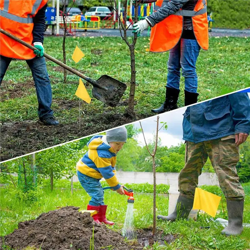 B03C-Marking Flags Marker Flags For Lawn 90 Pack, PVC Small Flags,Marking Flags Lawn Flags, Garden Flags,Survey Flags,Yellow