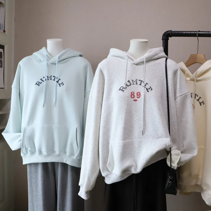 

Новинка 2025 года, женская толстовка с капюшоном, осенне-зимняя, свободная, большого размера, длинная верхняя одежда све