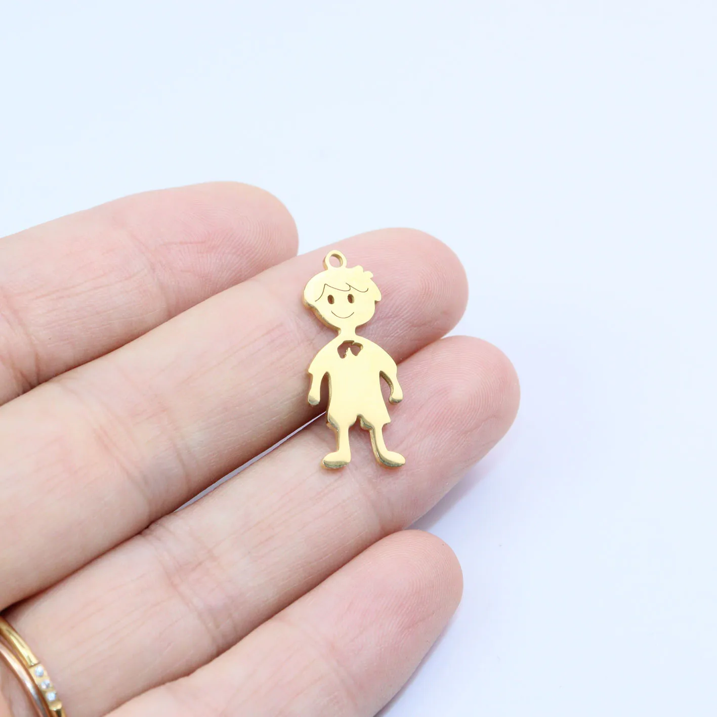 

5pcs Stainless Steel Mirro Shiny Boy Girl Fashion Jewelry Charms Pendant DIY Handcraft Vacuum Plate Waterproof Antiallergic