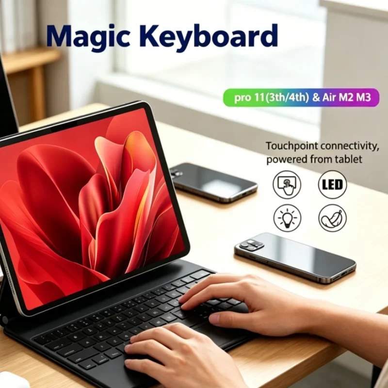 2025 Pogo Pin Smart Keyboard Case Com Trackpad para IPad Air 11 M3 Air 10.9 11 2024 Pro 11 4rd 5rd Teclado Ipad 키보드