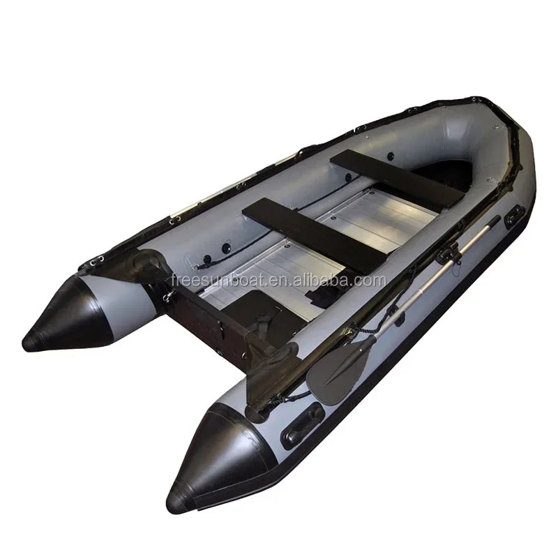 Heavy-duty Inflatable Boat with Aluminum Floor and Seat Bag 4-person Paddle Boat