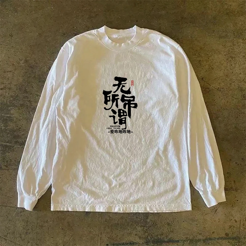 Heavyweight 310g Pure Cotton Long Sleeve American Retro Oversize Street Style T-Shirt for Youth Summer Fashion Casual Wear