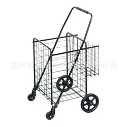 Vegetable basket cart wrought iron home shopping cart Supermarket trolley Foldable mobile shopping cart Elderly home trolley