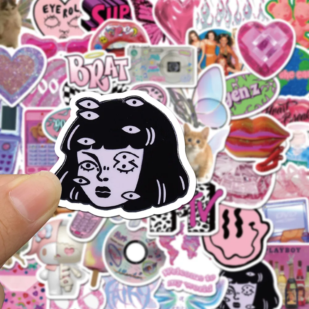 10/30/50PCS Fishion Pink Waterproof Graffiti Sticker Aesthetic Decorative Luggage Laptop Cup Guitar Scrapbook Notebook Stickers