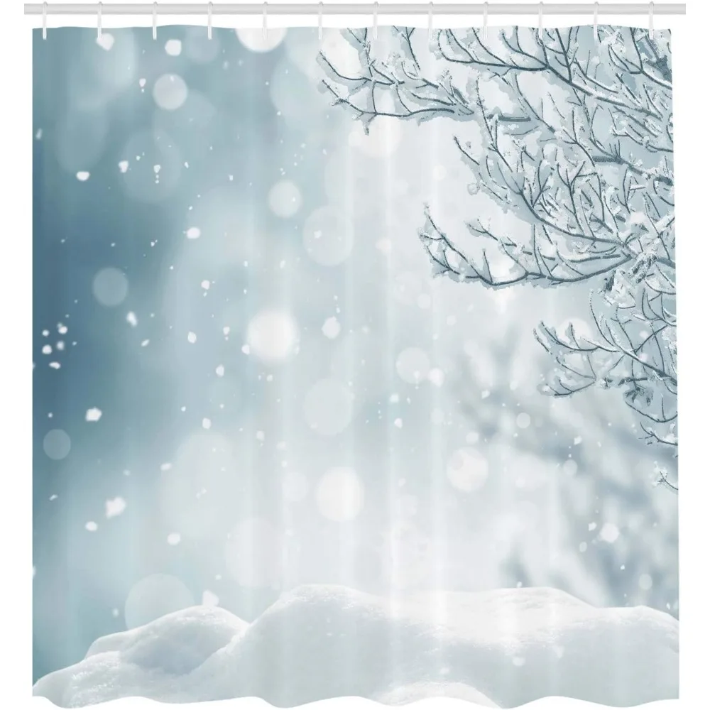 ستارة دش الشتاء العجائب: شجرة ندفة الثلج الاحتفالية وتصميم الصقيع لديكور الحمام الموسمي #2