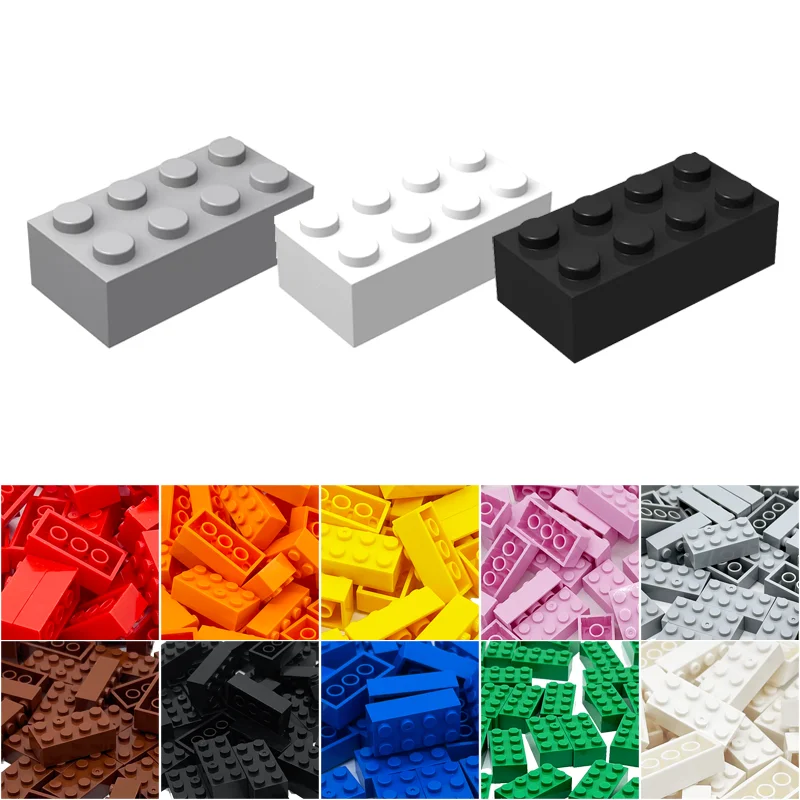 Classic Bulk Solid Color Bricks3001 2x4 Building Blocks 150pcs Grey Orange Pieces Compatible with lego All Major Brick Brands