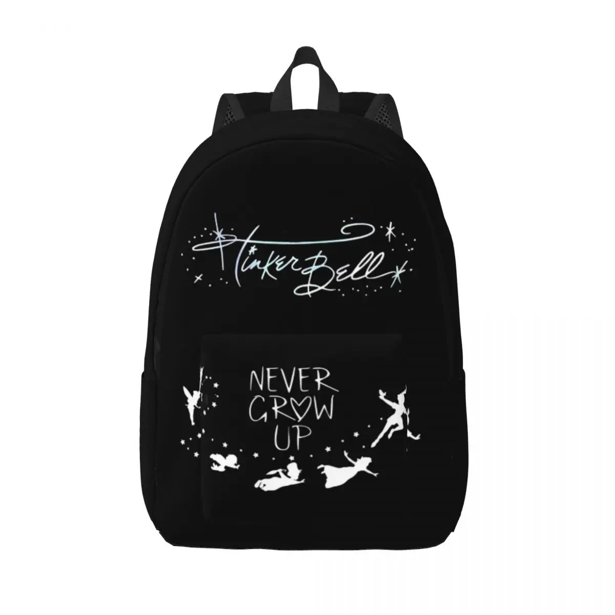 

Never Grow Up Peter Pan Tinker Bell Magic Backpack for Men Women Cool School Hiking Travel Daypack Laptop Computer Shoulder Bag