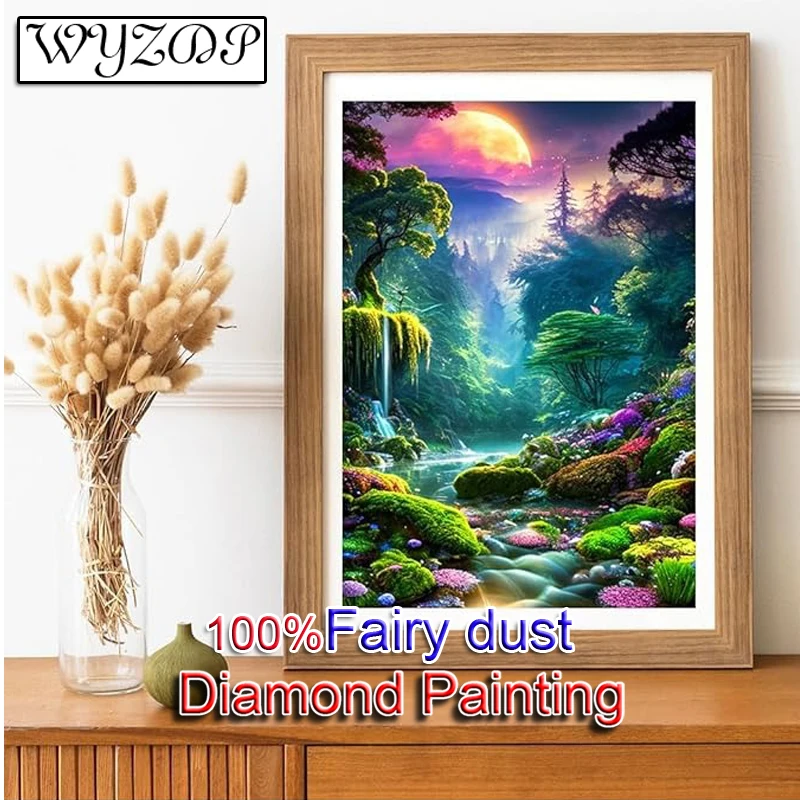 

100% Fairy Dust Diamond Painting Kits Landscape Diamond Embroidery Cross Stitch Crystal Diamond Art Full Fairy Dust Home Decor