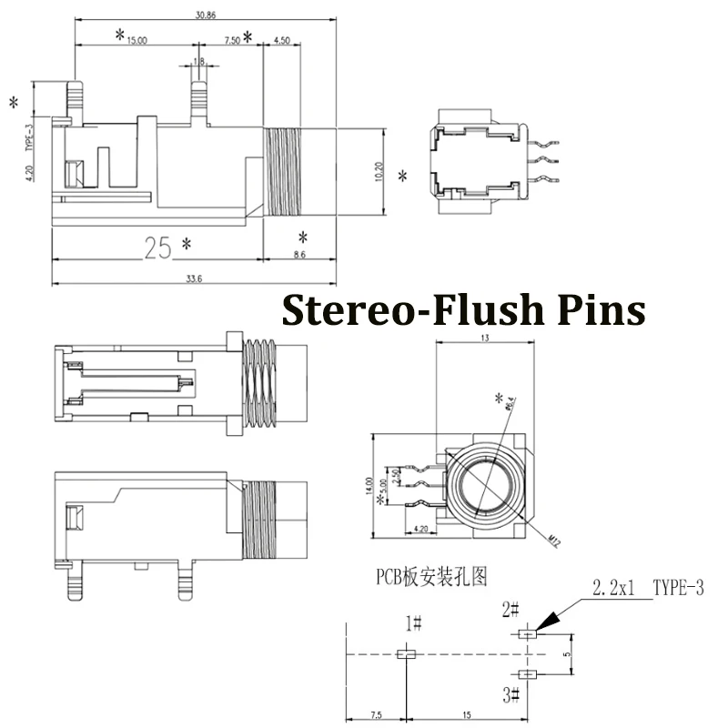 6,35mm 1/4 Zoll Audio-Buchse Mono Stereo TS TRS Buchse für Panelmontage für Gitarrenverstärker und Audiogeräte PJ308/309 – Detail 11