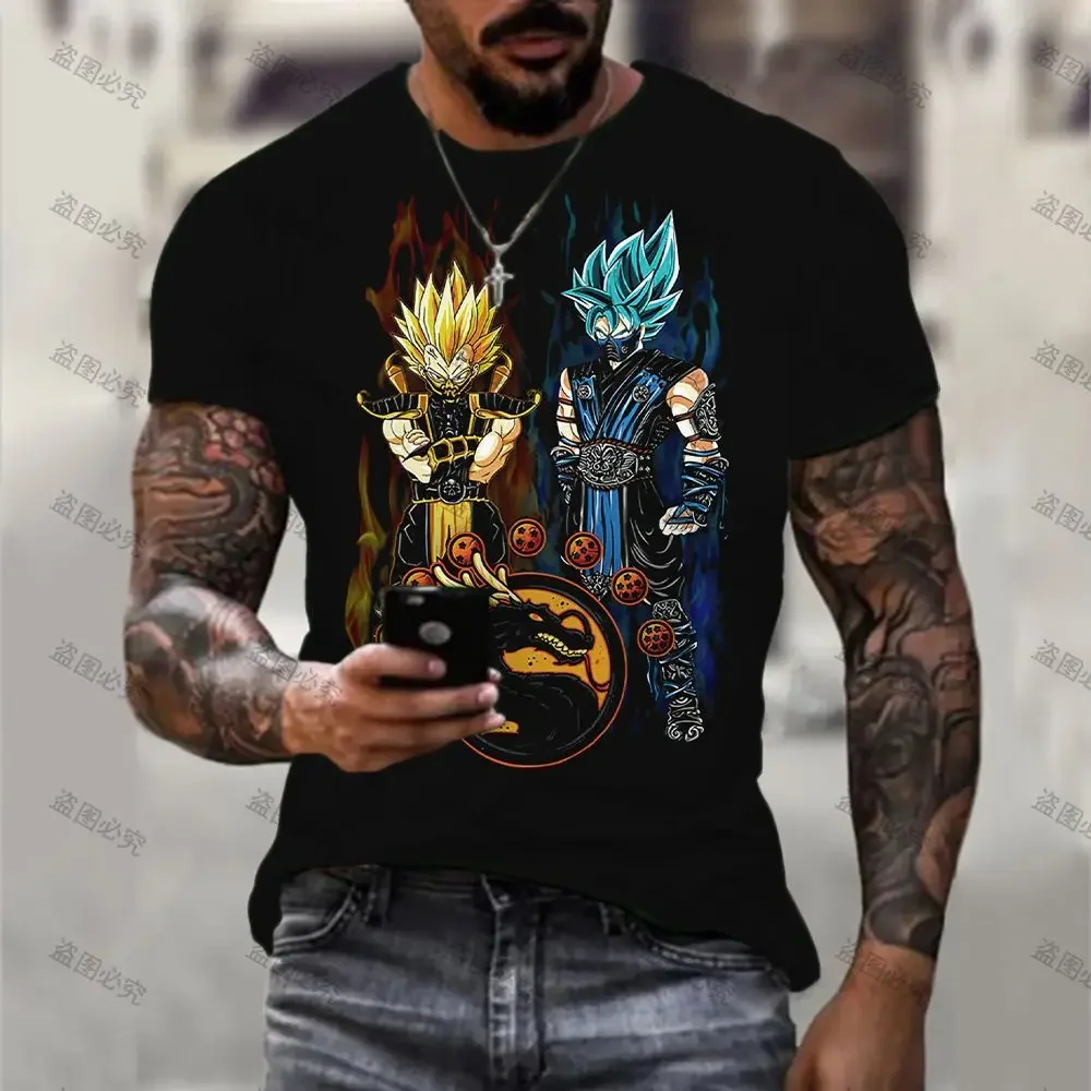 

Мужская футболка с коротким рукавом Goku, летняя уличная футболка с круглым вырезом и принтом вегету из дракона жемчуга Z, 110-6XL, Y2K