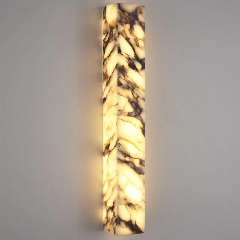 Modern Cuboid Natural Marble Wall Lamp Design Led Lights Dimmable Indoor Dining Table Parlor Bedroom Stairs Bathroom Lighting