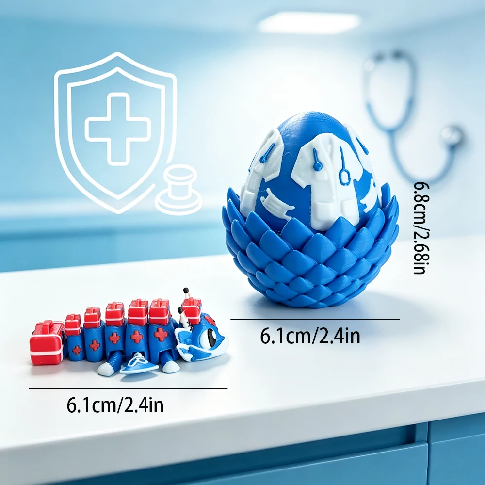 3d Printing Cute And Silly Doctor Dragon+Dragon Egg Model Set Plastic Desktop Decoration Sculpture Ornament Holiday Gift
