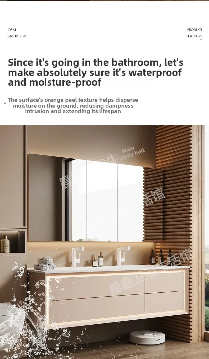 yu-1 Nordic Cream Style Bathroom Cabinets Wall-mounted Fog Removal Smart Mirror Cabinets Fashion Simple Furniture Mueble Lavabo