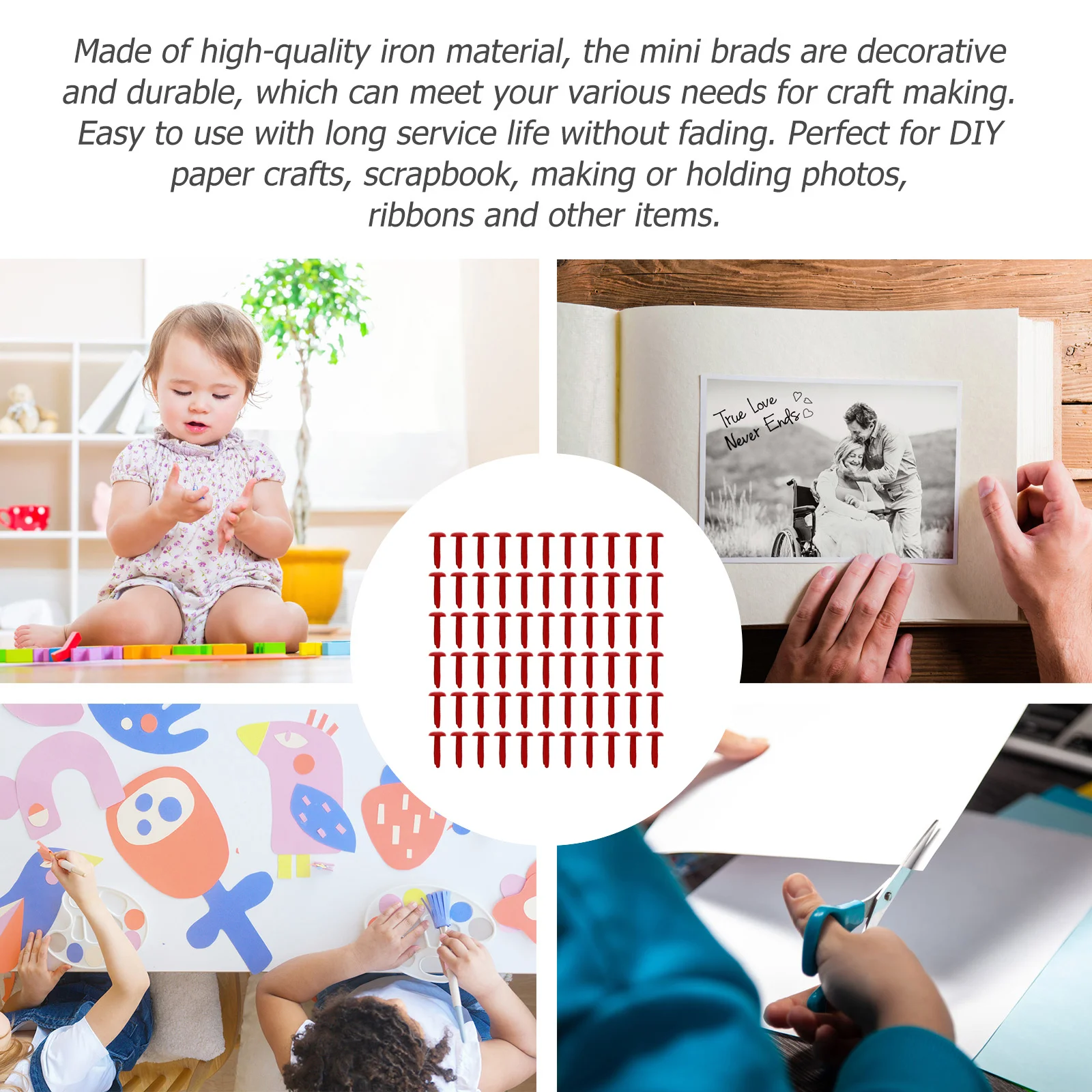 

200Pcs Claw Nails Decorative Metal Brads for Scrapbooking DIY Crafts Childrens Practical Abilities Cultivation