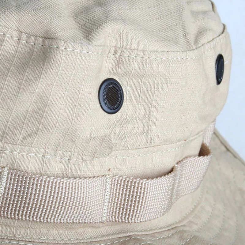 Tactical Khaki Sunshade Cap Round Brim Hat Boonie Sun Protection Headwear Outdoor Hiking Fishing Hunting Sunproof