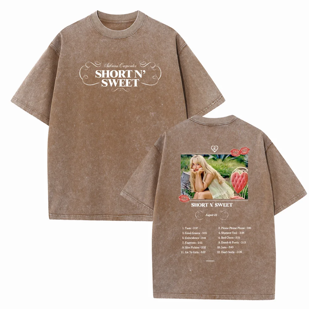 Sabrina Carpenter Short N\' Sweet Shirts Harajuku Vintage O-Neck Short Sleeve Cotton Man Woman T-Shirts Gift Tops