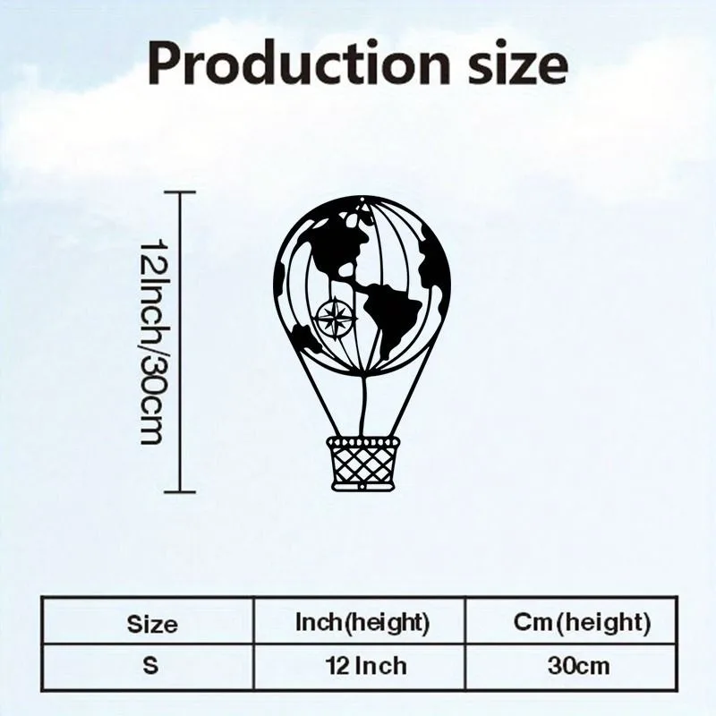 CIFbuy Metal Hot Air Balloon Wall Art Vintage Compass Iron Craft Home Decor Outdoor Garden Hanging Sign Ornament