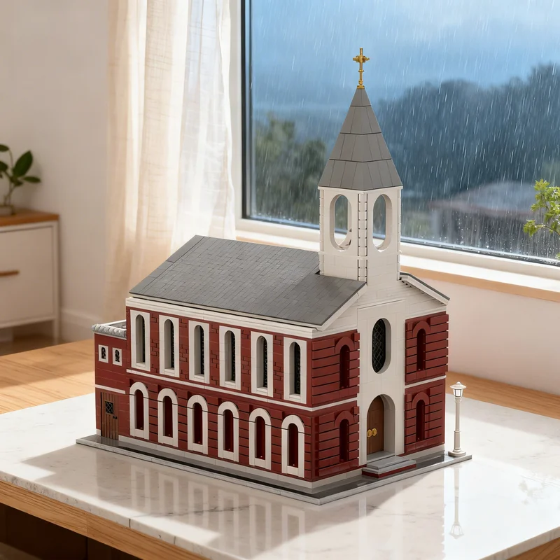 

4441 деталь MOC: Модульная модель католического городского пейзажа, строительные блоки, игрушка-подарок, креативный коллекционный предмет для демонстрации, премиум-класс для взрослых