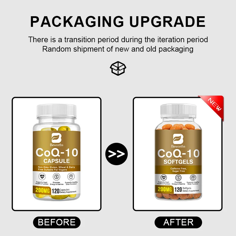 Beworths โคเอนไซม์ Q10แคปซูล CoQ10สนับสนุนสุขภาพสมองบรรเทาโรคหัวใจและหลอดเลือดปรับปรุงการทำงานของกล้ามเนื้อหัวใจ