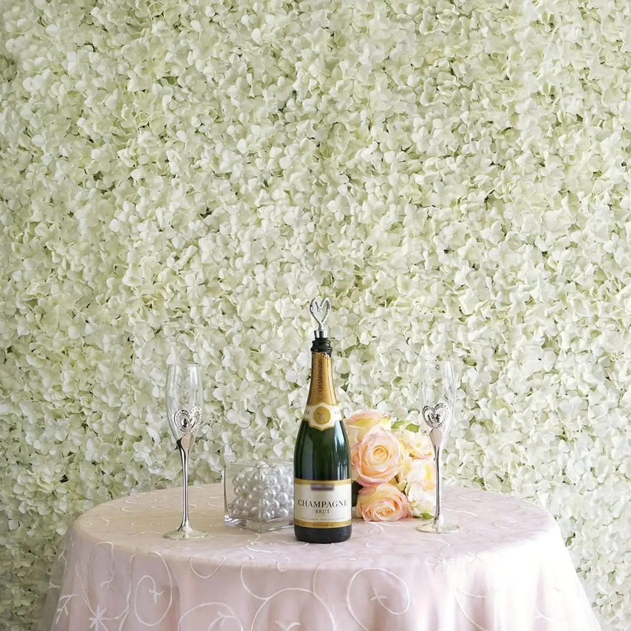 

Silk Hydrangea Flower Mat Wall Wedding Event Decor for DIY Centerpieces Arrangements Party Home Decorations (12, Cream)