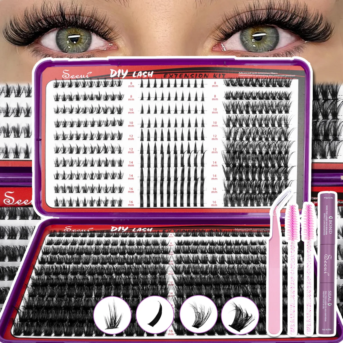 Wimpernbüschel mit Spikes, Wispy Wimpernverlängerungen, dicke Anime-Wimpernbüschel, wiederverwendbare Fairy Einzelwimpern mit Kleber & Versiegelung – Detail 8