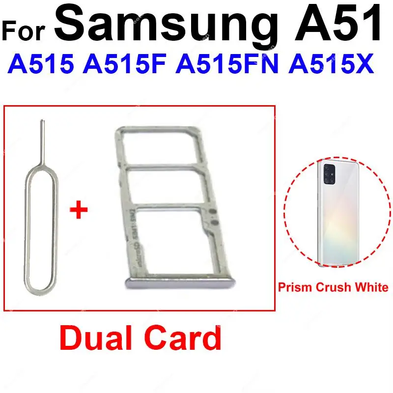 Daul & Single Sim Card For Samsung A51 A515 A515F A71 A715 A715F Sim Card Tray  Card Holder Adapter Socket Replacment Parts