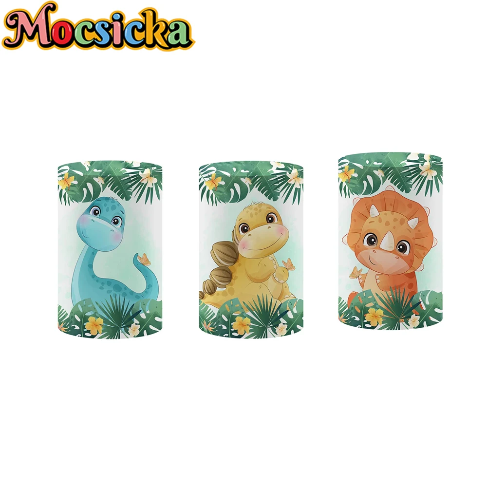 Mocsicka اسطوانة خلفية ديكور لطيف الديناصور الجوراسي فتاة طفل حفلة عيد ميلاد التصوير خلفية عرض الطفل غطاء مخصص