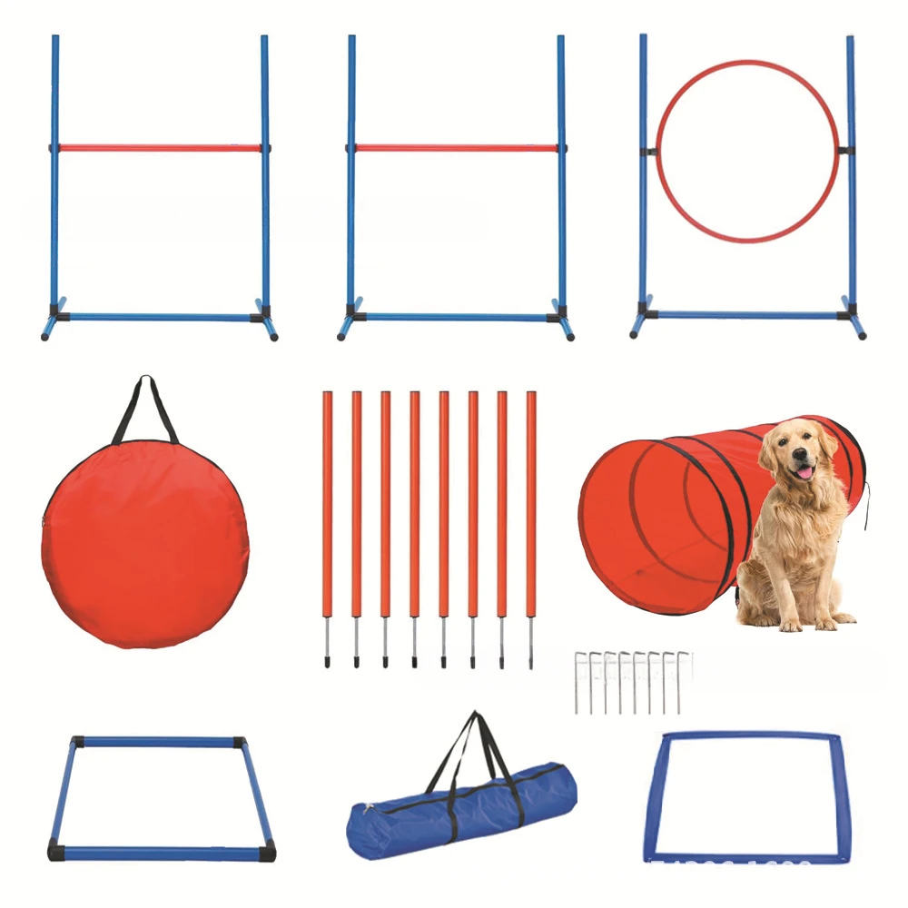 Custom Hot-selling Dog Agility Training Equipment Tunnel Poles Hurdles Exercise Pet Obstacle Course Agility Pet Training Set