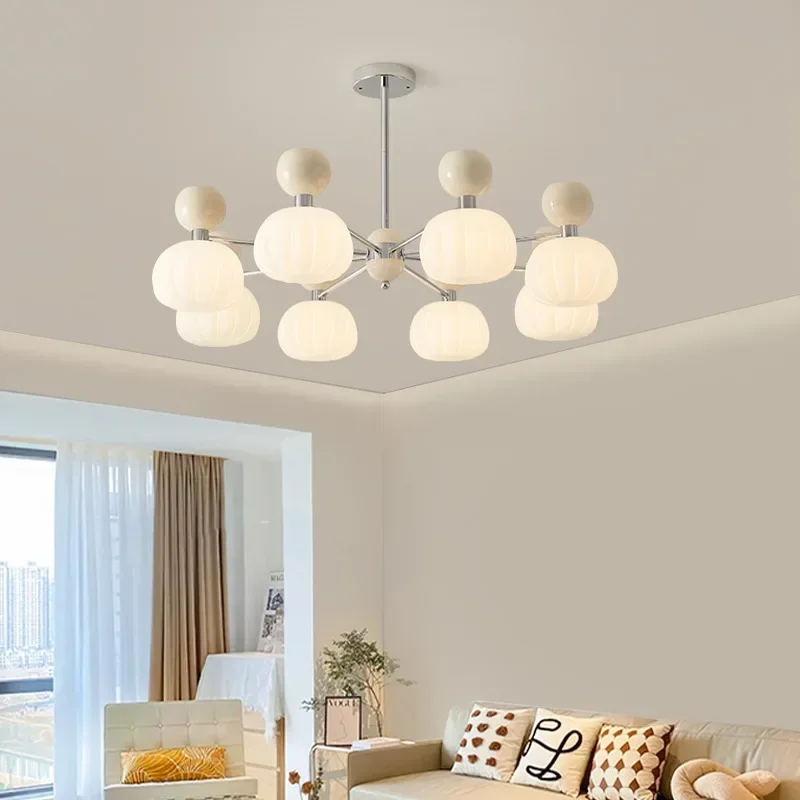 Warm Romantic Pumpkin Living Room Chandeliers Lustre Salon Design Art LED Pendant Lamp for Bedroom Home Decor Lighting Fixtures