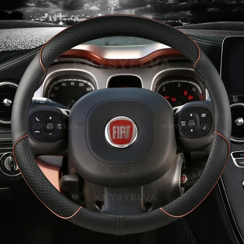 Car Steering Wheel Cover Microfiber Leather For Fiat Panda 2013 2015 2017 2019 2020 2021 2022 Auto Accessories