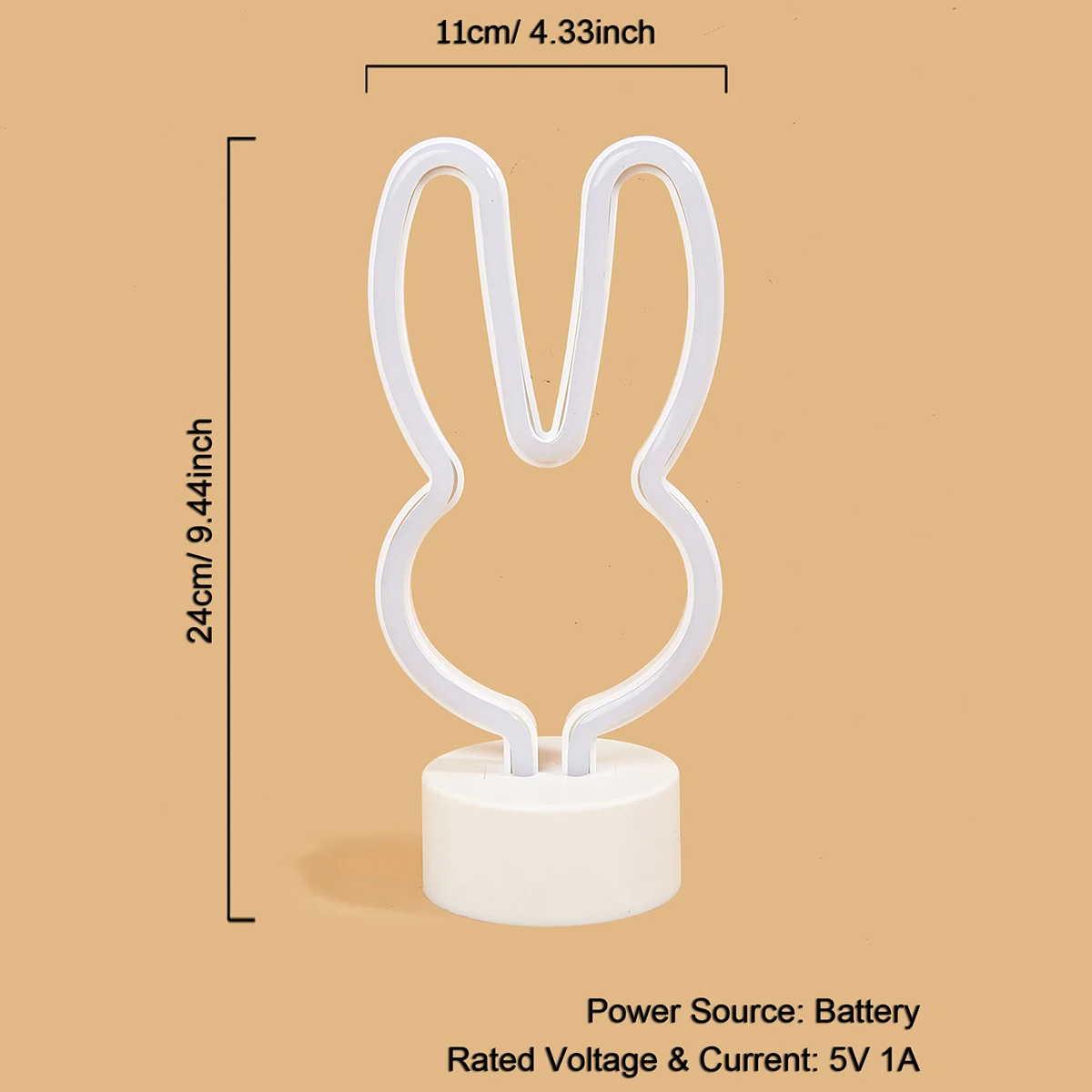 Chi-buy LED Neon Desktop rabbit ears  USB Powered Neon Signs Night Light 3D Wall Art Bedroom Living Room Decor Lamp Signs
