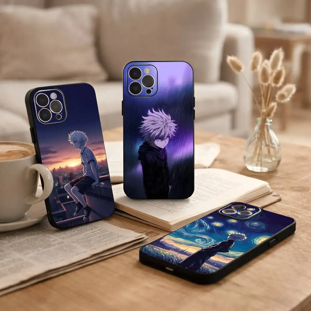

H-Hunter × Hunter K-Killua Phone Case For iPhone17,16,15,14,13,12Plus,Pro Max,XS,5G Soft Silicone Black Cover