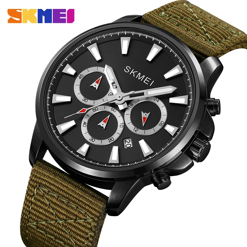 

SKMEI Original Authentic Quartz Watch Genuine Leather Nylon Fabric Genuine Leather Can Be Timed With A Stopwatch Top Luxury 2071