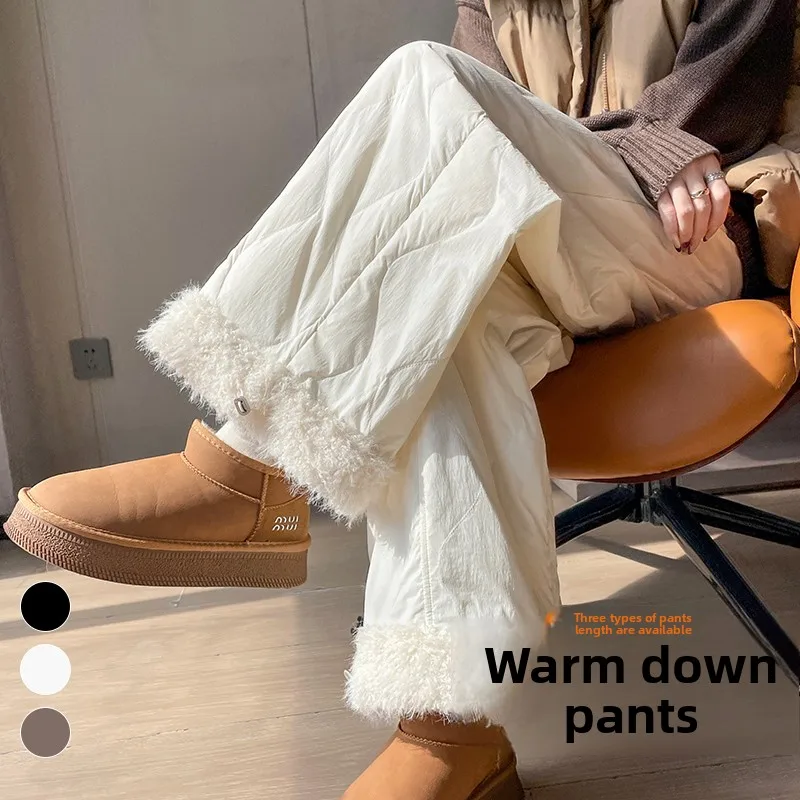 

Spring 2026 Women's Casual Pants Double-Wear down Leggings Nine-Piece Cuffed Wide Leg Two-Way Wear Casual Pants High Waist