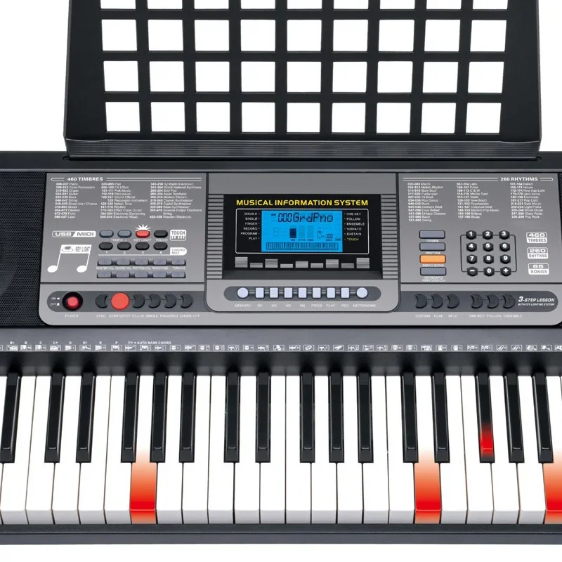 61 Lighting Keys MIDI Function Electric Organ 460 Timbres 260 Rhythms Keyboard Instruments Electric Piano