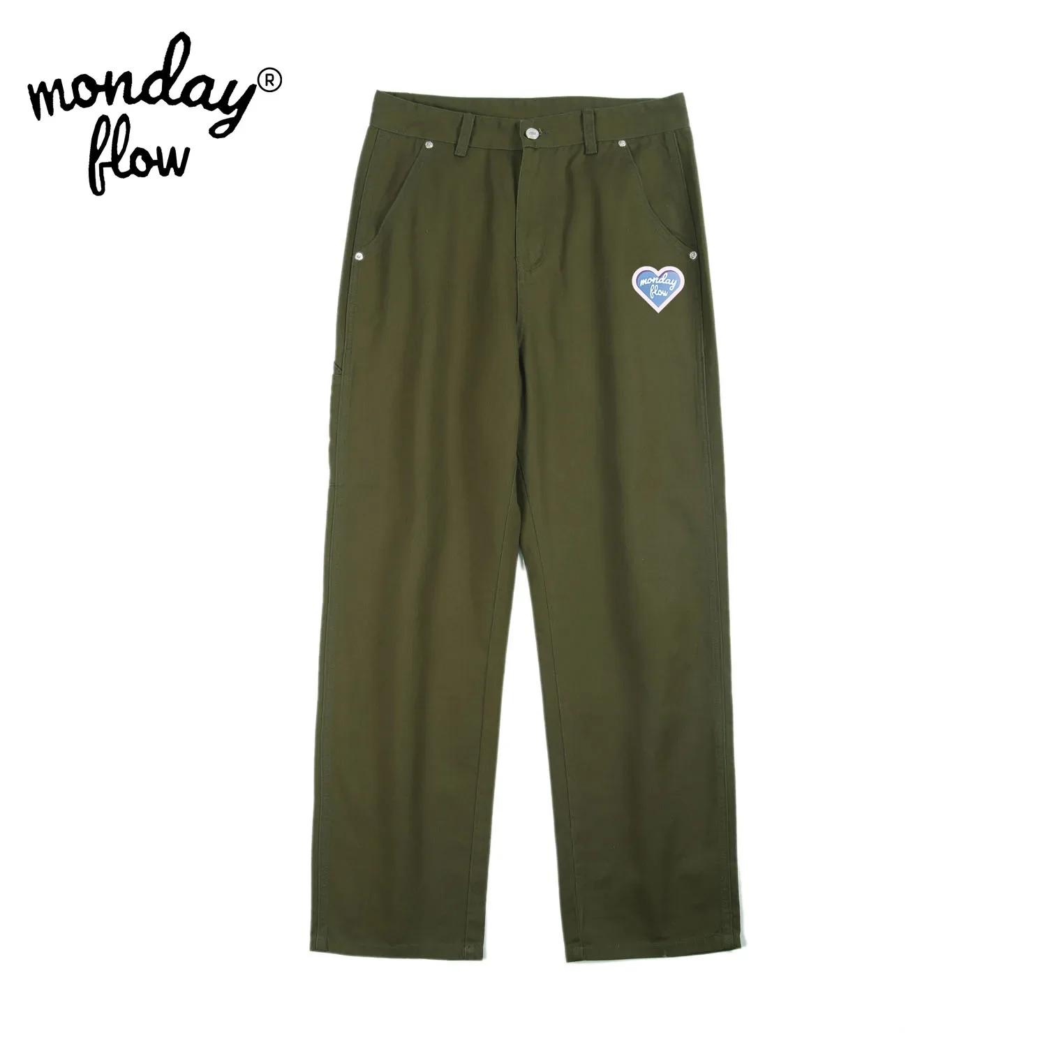 

Monday Flow Spring Summer Golf Apparel Men's Army Green and White High Waist Golf Trousers Casual Cowboy Straight Golf Pants