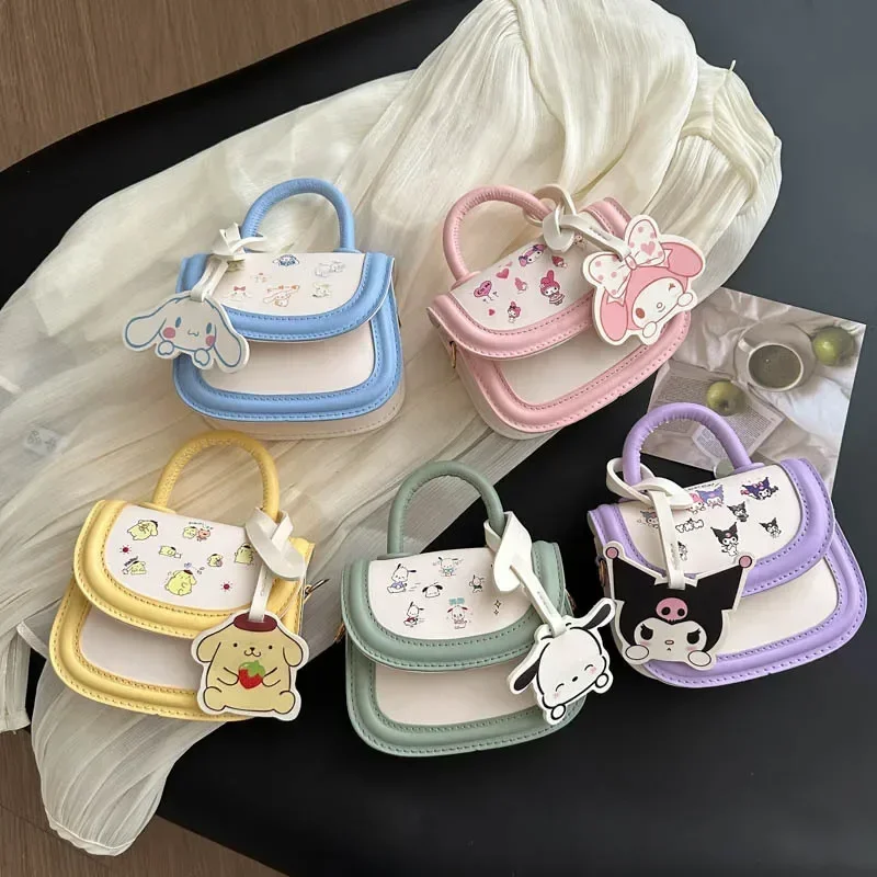 Sanrio-monedero de hello kitty para niña, bolso de princesa para bebé, bolso de hombro de dibujos animados, bolso de mensajero para niños, kuromi