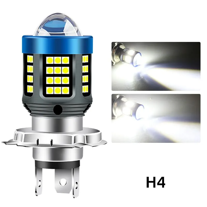 1Pc H4 Ba20d H6 Led Motorfiets Koplamp Csp Dual Color Wit Geel Hi Lo Beam Lens Mistlamp Voor Motobike Scooter Rijlicht