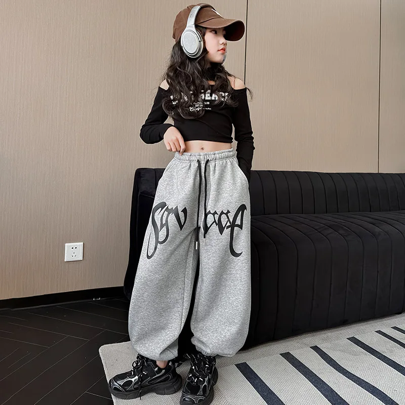 تي شيرت مطبوع عليه حروف سروال مربوط بالكاحل 5 7 9 12 14 15 سنة 2025 ملابس المراهقات للربيع والصيف والفتيات ملابس Midriff بدلة الشارع المحاصيل #4