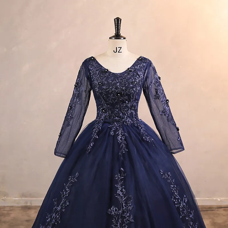 2023 Autumn New Longsleeve Quinceanera Dresses Elegant Lace Party Dress Luxury Ball Gown Real Photo Prom Dress For Girls