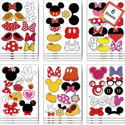 6/12Sheets Disney Mickey Minnie Puzzle Stickers Children DIY Game Make a Face Funny Assemble Jigsaw Boys Girls Kids Party Gift