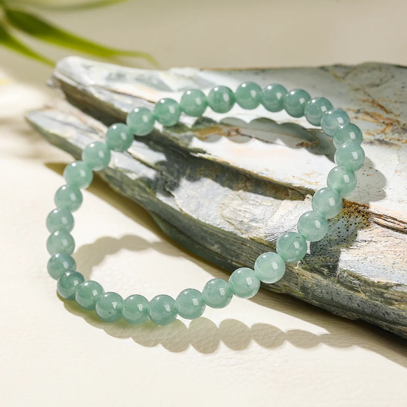 6mm Genuine Natural Guatemala Jadeite Beaded Bracelet for Women Luxury Elegant Energy Healing Elastic Bangles Girlfriend Gifts view 4